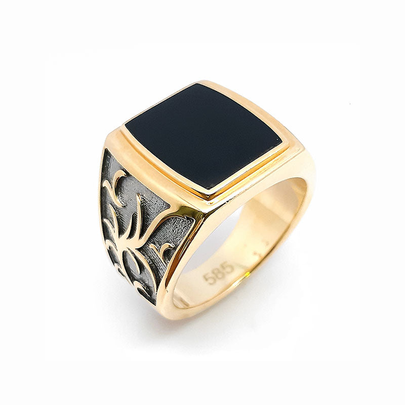 Herrenring, Gelbgold 585, mit Onyx (A000983)