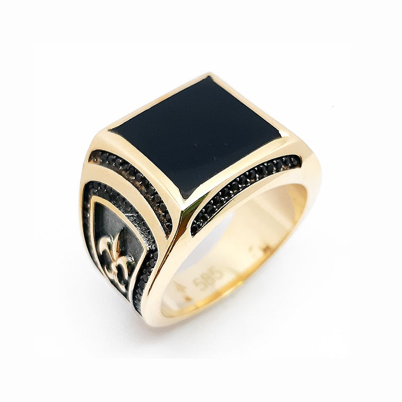 Herrenring, Gelbgold 585, mit Onyx (A000986)