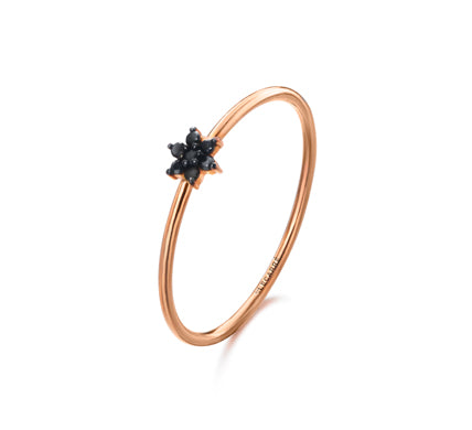 Mini-Rosetten-Ring aus Roségold mit schwarzen Diamanten LeCarré (GA102ORBL.17)