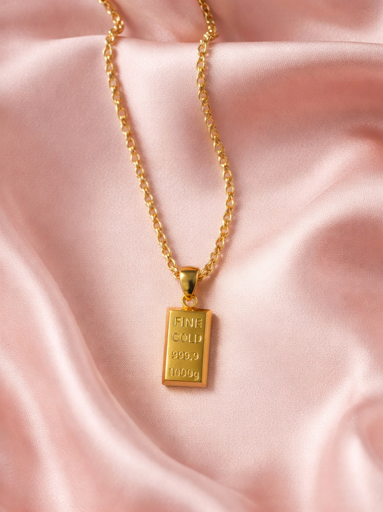 Goldbarren Anhänger - Halskette - 14 Karat Echtgold (585)