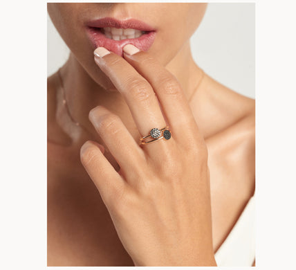 Roségold-Rosettenring mit schwarzen Diamanten LeCarré (GA079ORBL.17)