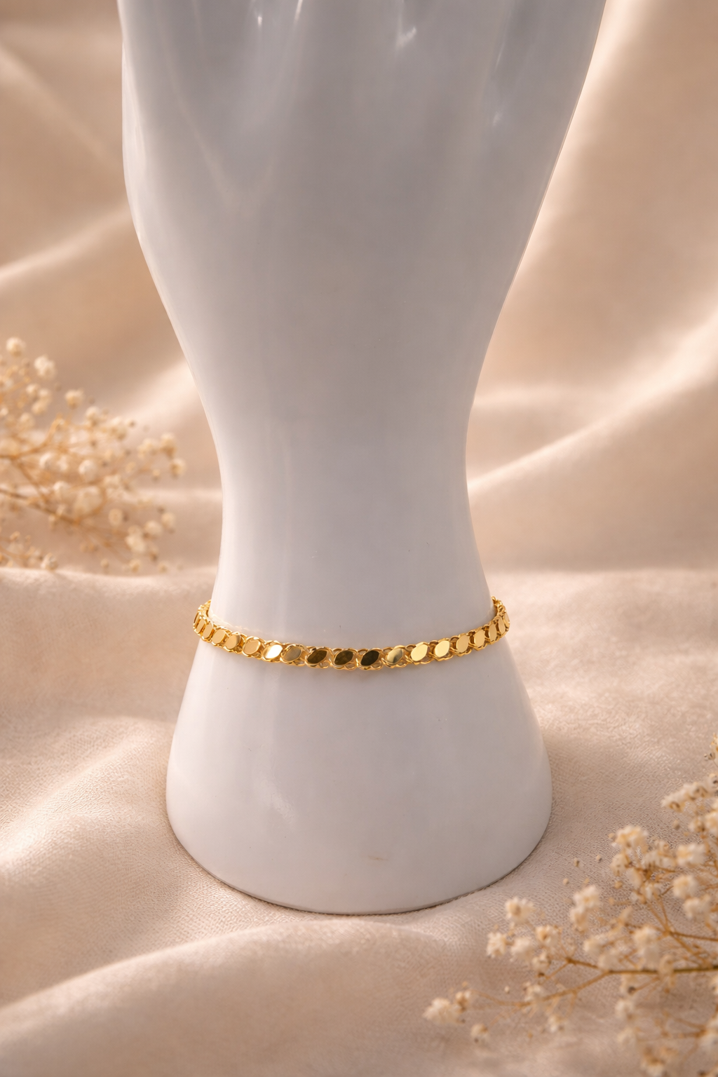 Elegantes 14K Goldarmband mit glänzender Struktur (585)