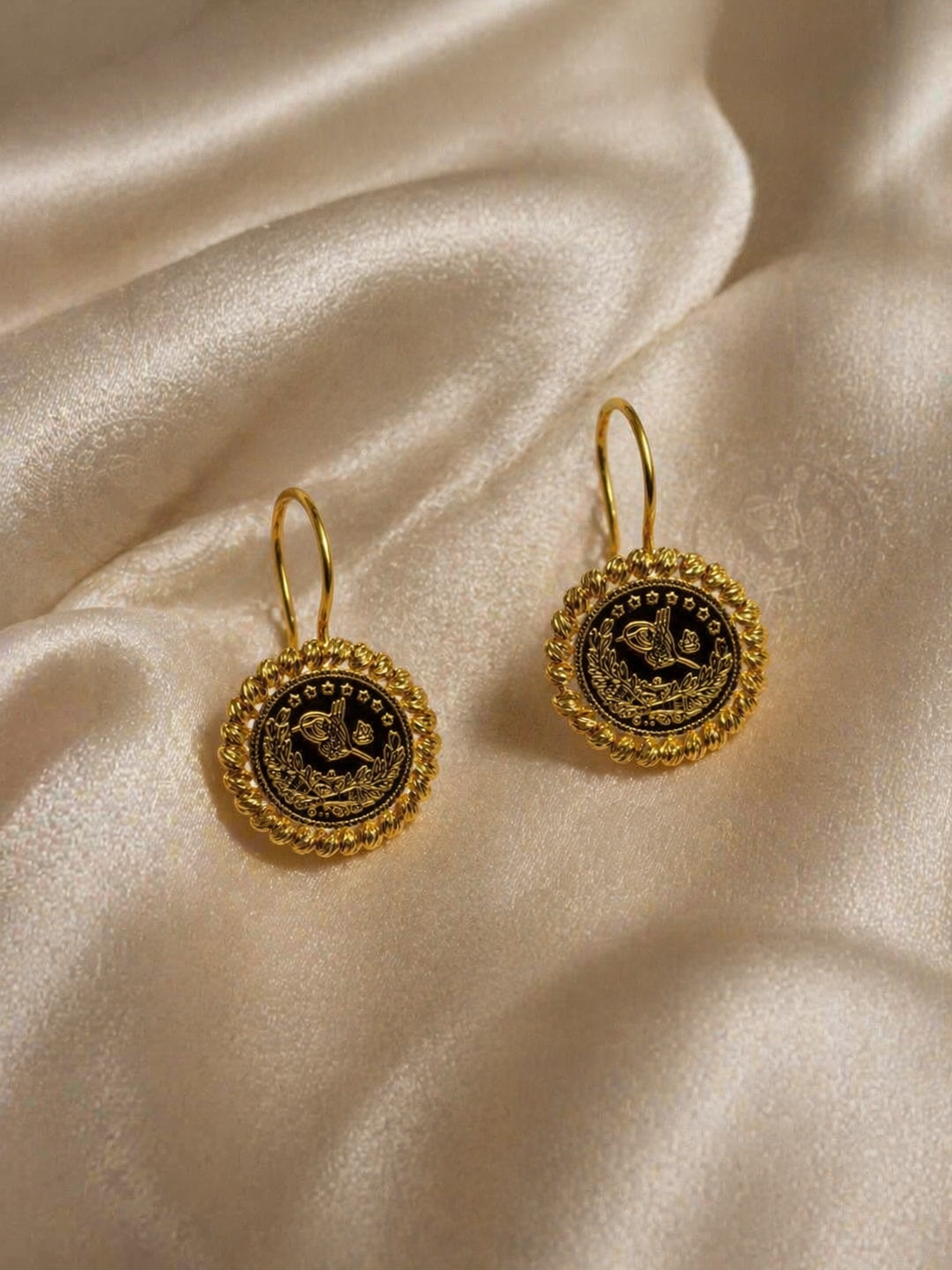Exklusive 22 Karat Gold Münz-Ohrringe – Elegante Vintage Creolen im Antik-Design
