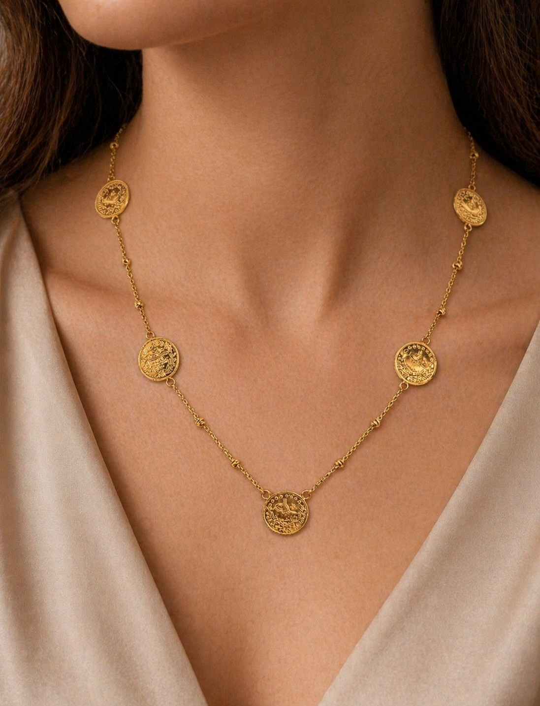 Zeitlose Eleganz 22K Gold Münz-Halskette