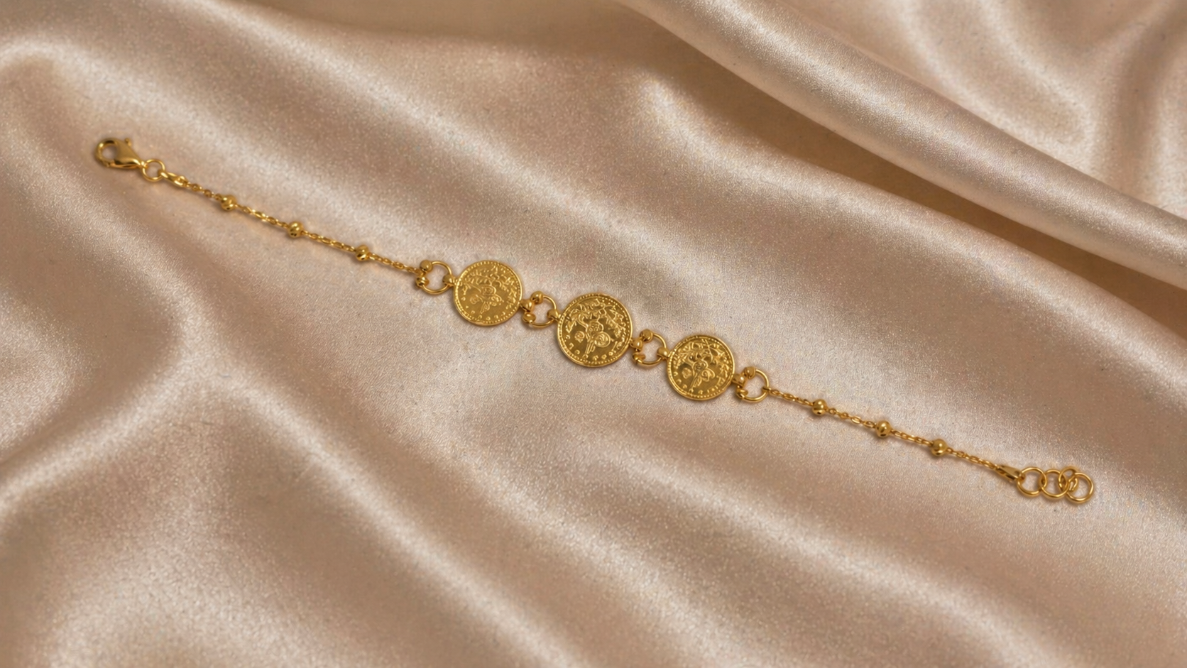Elegantes 22 Karat Gold Münzarmband – Feines Design