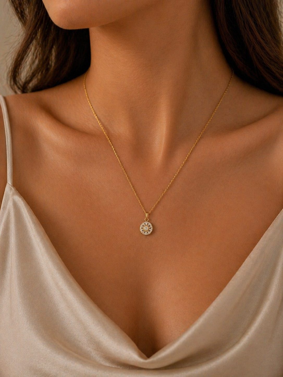 Feine 14 Karat Gold Halskette mit elegantem Anhänger