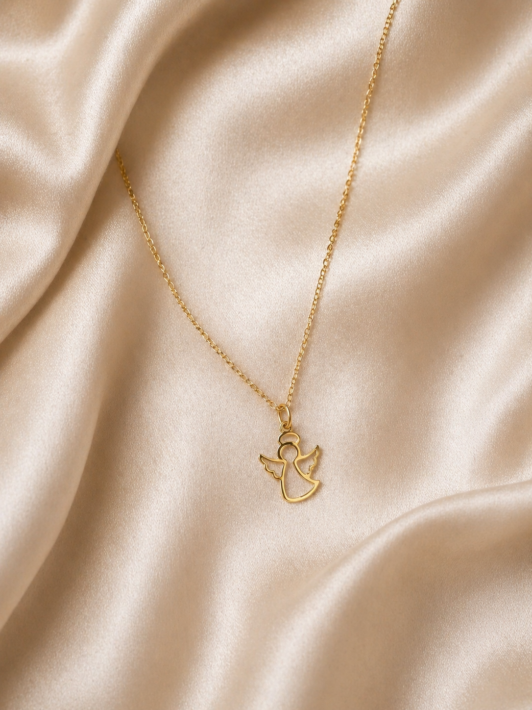 14 Karat Gold Kette mit Engel-Anhänger – Zarte Halskette