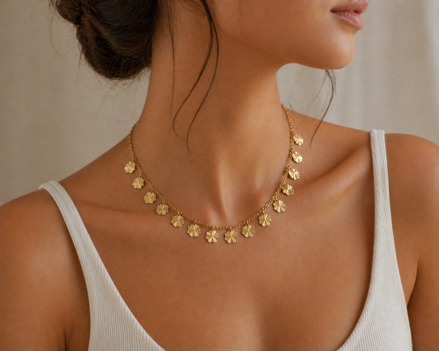 14 Karat Goldene Münz-Kette