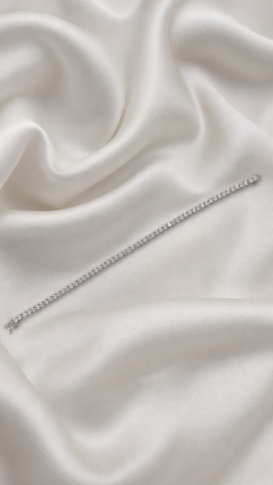 14 Karat Weißgold Armband mit Zirkonia-Steinen – Elegantes Tennisarmband ca. 19 cm