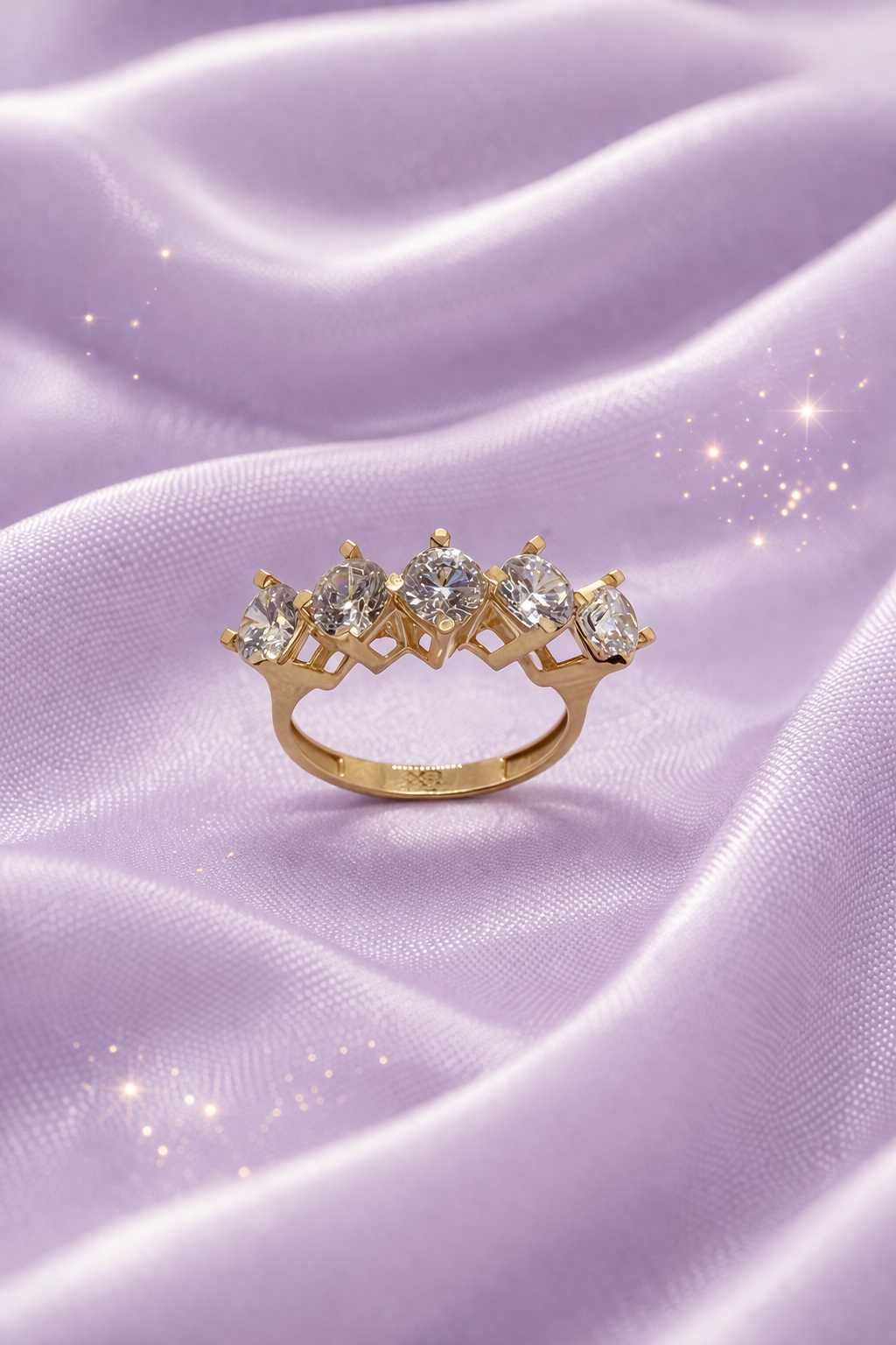 Eleganter 5-Stein-Diamantring aus Gold 14 Karat (585) – Zeitlose Schönheit