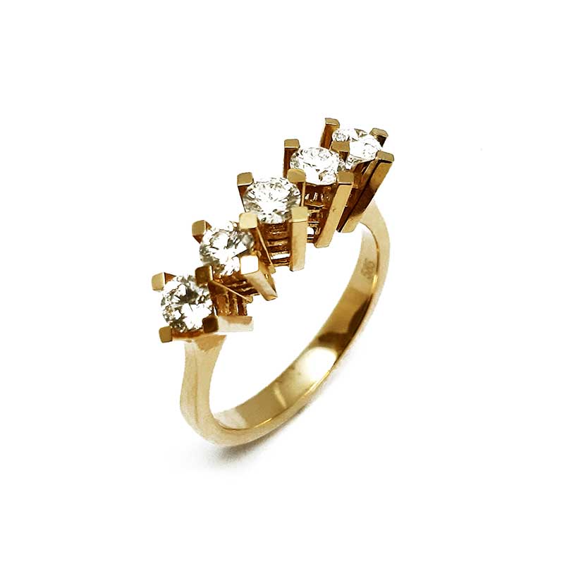 Damenring, Gelbgold 585, mit 0,90 ct Diamanten (DR006)