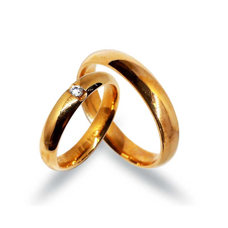 Trauringe-Eheringe, Rotgold 585, mit 0,05 ct Diamanten (RU1077)