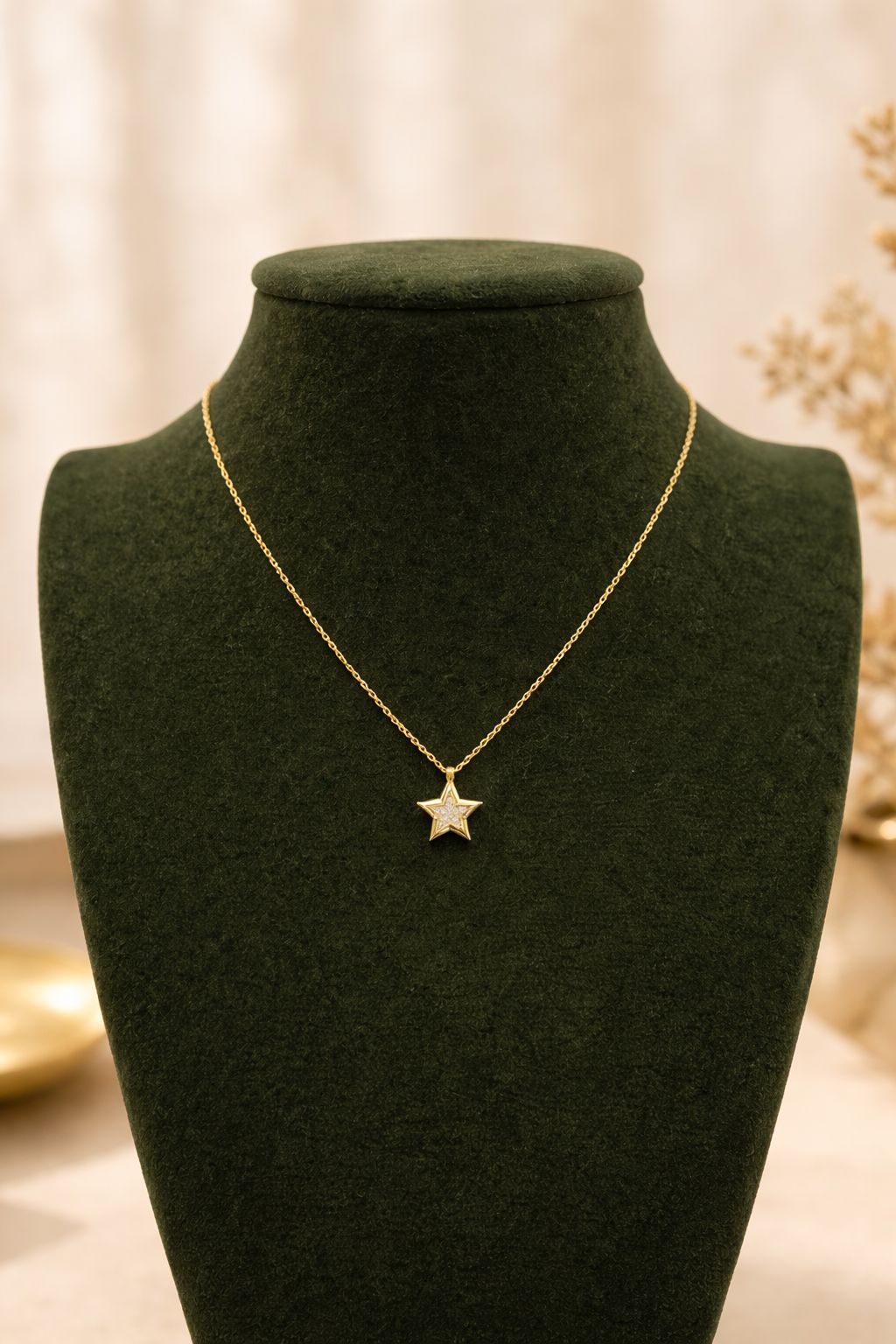 Edler Stern Anhänger mit Kette – stilvoll & zeitlos aus 14 Karat Gold